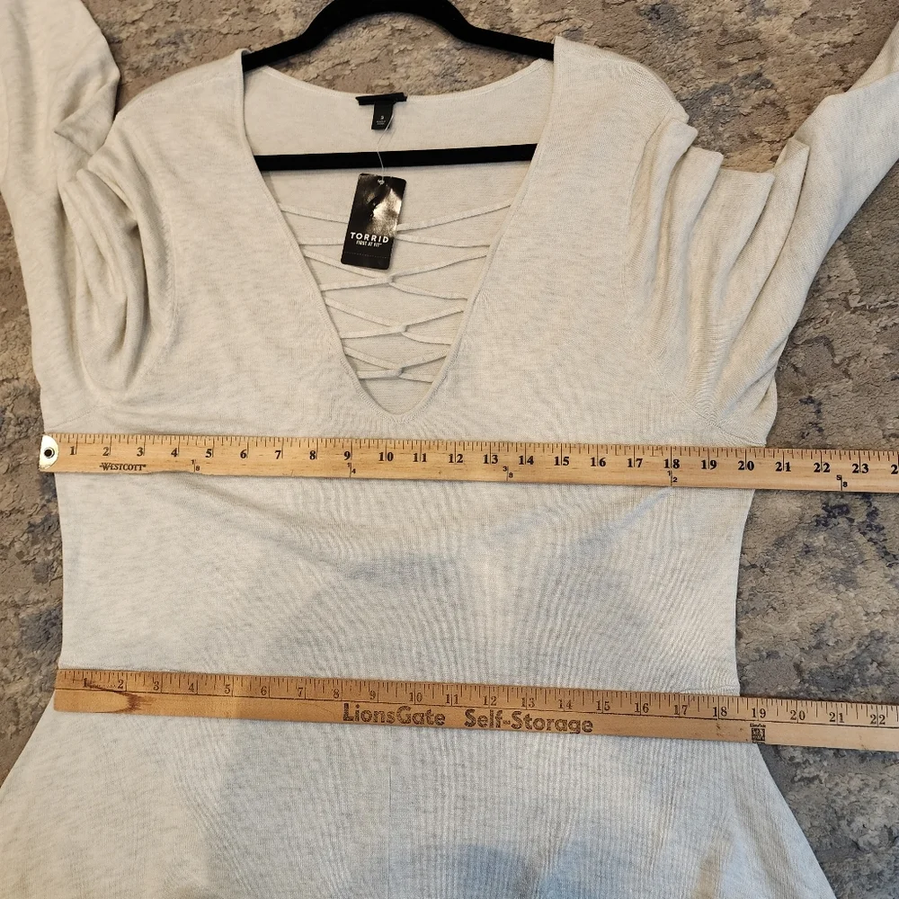 NWT‎ Torrid Mini Sweater Cross Front Skater Dress Beige Greige Oatmeal Size 3X